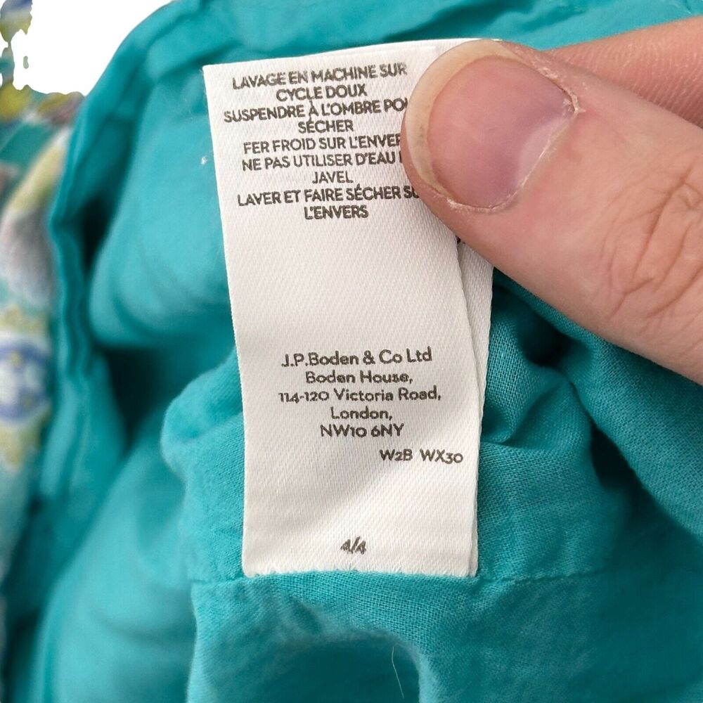 EUC Mini Boden size 6/7 Teal Floral Dress with Silver Sequin and Pink Tassels - Picture 6 of 8